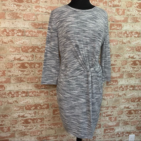 Lush Knit Dress Twist Waist Long Sleeve Gray Size XL - Picture 3 of 10